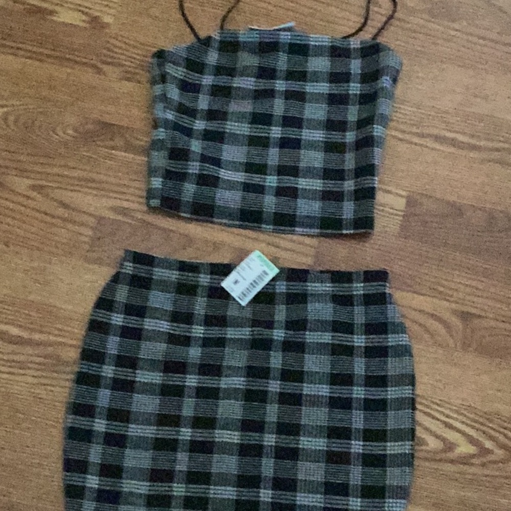 Papaya Black and Gray Mini Pencil Skirt Set